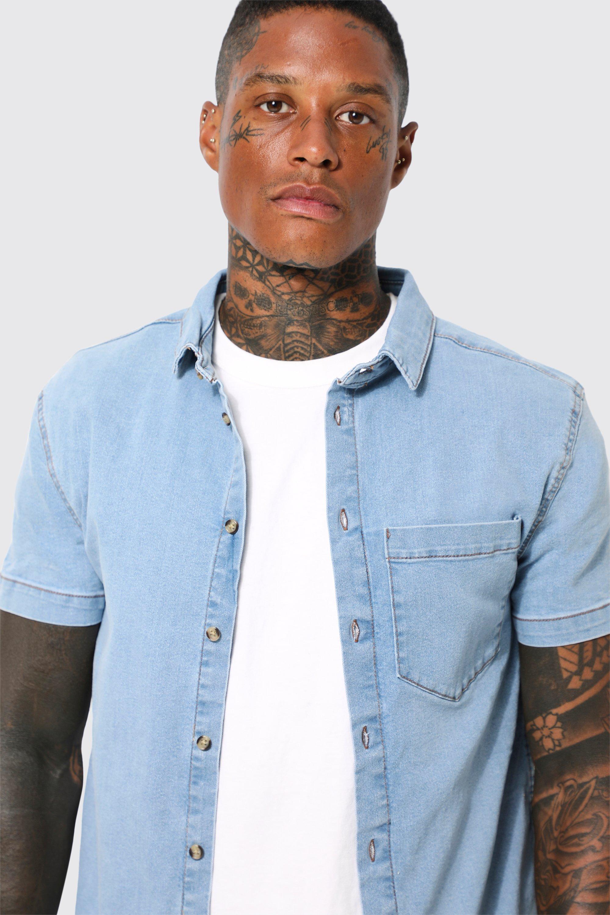 Chemise jean best sale sans manche homme